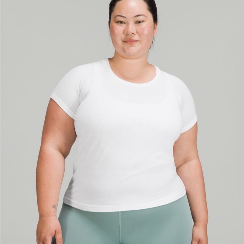 Size 12 swiftly lululemon white shirt